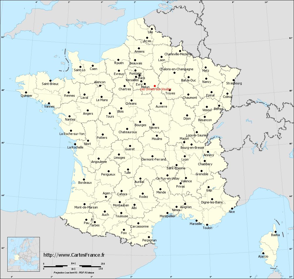 Carte administrative de Les Ormes-sur-Voulzie